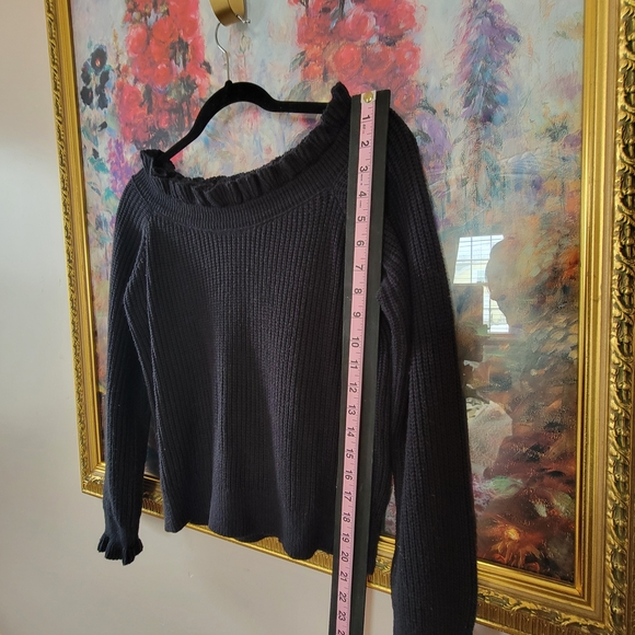 Lulus Ruffle Off Shoulder Shaker Sweater - Picture 4 of 4